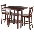 Pemberly Row 3-Piece Square Counter Height Solid Wood Dining Set in Rich Walnut