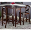 Pemberly Row 3-Piece Drop Leaf Counter Height Solid Wood Dining Set in Walnut