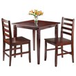 Pemberly Row 3-Piece Square Transitional Solid Wood Dining Set in Walnut