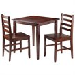 Pemberly Row 3-Piece Square Transitional Solid Wood Dining Set in Walnut