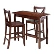 Pemberly Row 3-Piece Counter Height Transitional Solid Wood Dining Set in Walnut
