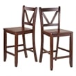 Pemberly Row 3-Piece Counter Height Transitional Solid Wood Dining Set in Walnut