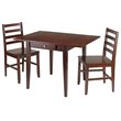 Pemberly Row 3-Piece Drop Leaf Solid Wood Dining Set in Antique Walnut