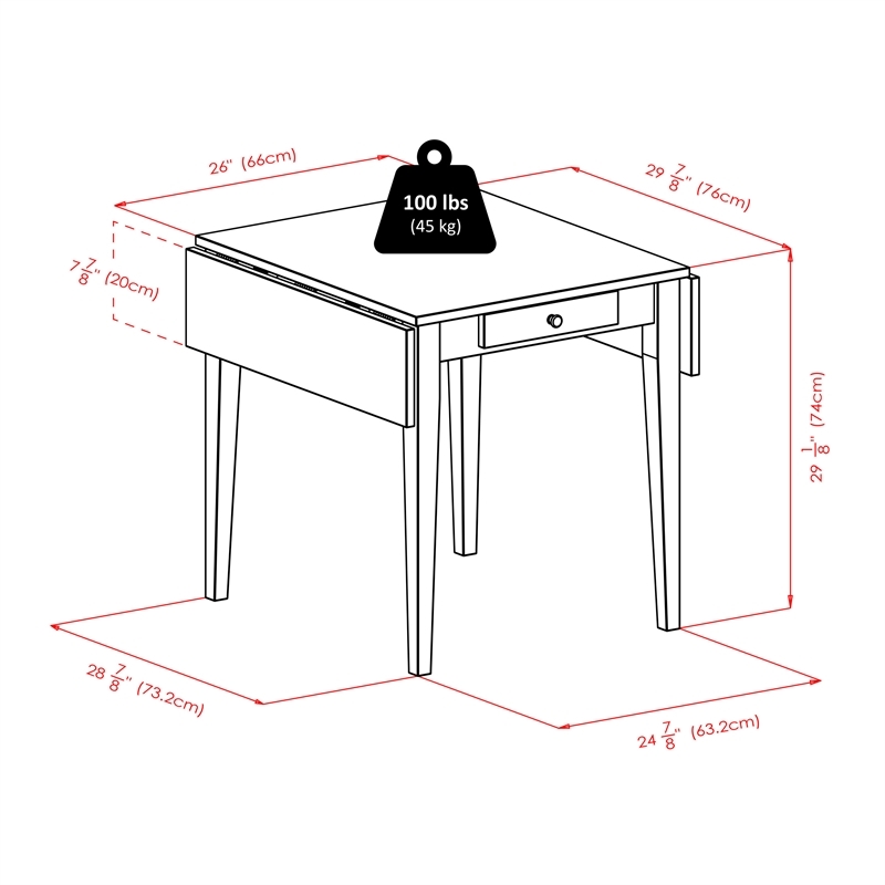 Pemberly Row 3-Piece Drop Leaf Solid Wood Dining Set in Antique Walnut