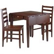 Pemberly Row 3-Piece Drop Leaf Solid Wood Dining Set in Antique Walnut