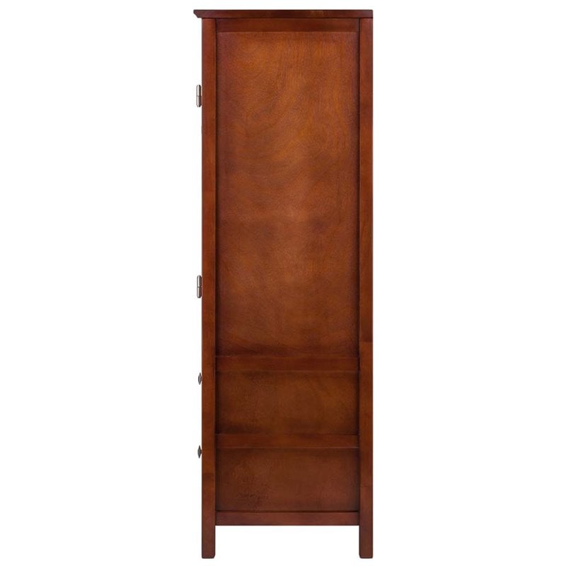Pemberly Row 2-Drawer Transitional Solid Wood Cupboard in Walnut