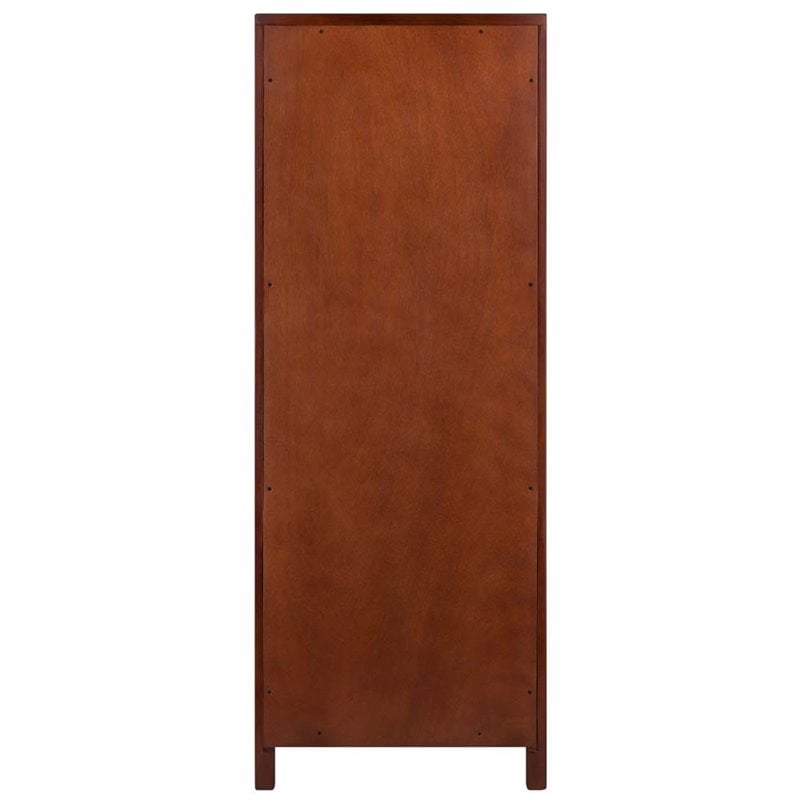 Pemberly Row 2-Drawer Transitional Solid Wood Cupboard in Walnut