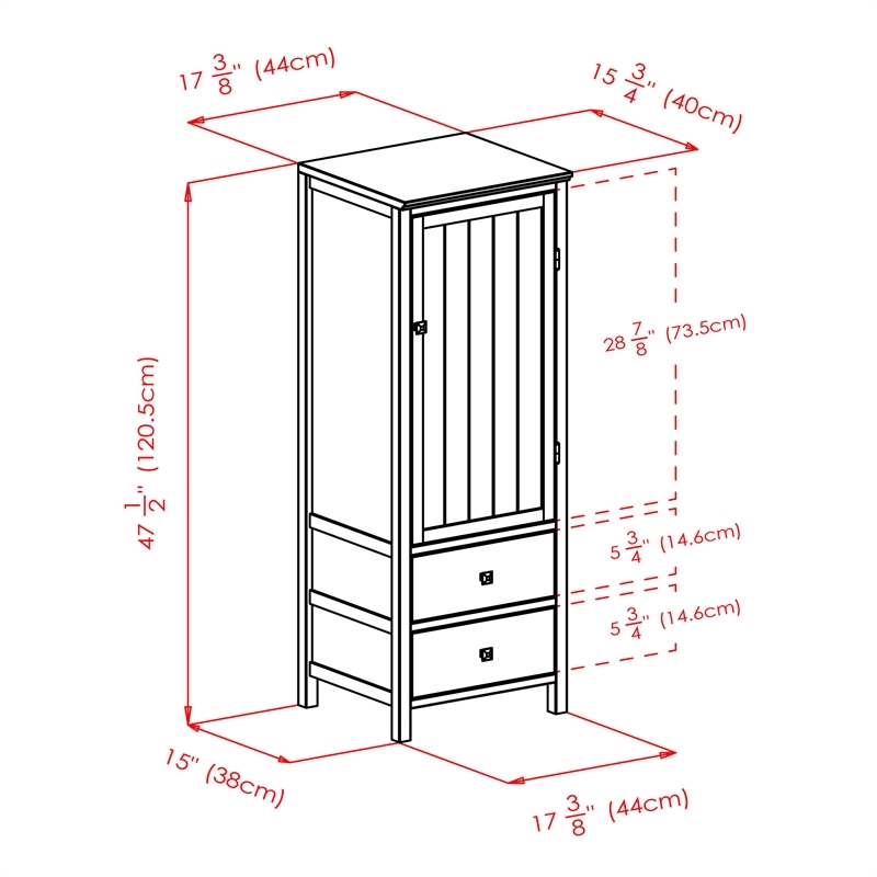 Pemberly Row 2-Drawer Transitional Solid Wood Cupboard in Walnut