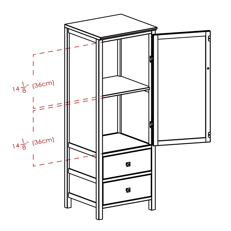 Pemberly Row 2-Drawer Transitional Solid Wood Cupboard in Walnut
