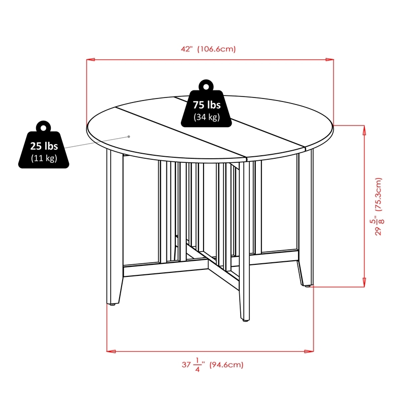 Pemberly Row 5 Piece Round Drop Leaf Dining Set in Walnut Finish