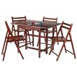 Pemberly Row 5-Piece Drop Leaf Transitional Solid Wood Dining Set in Walnut