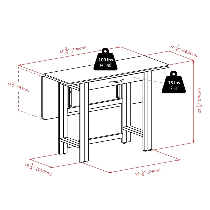 Pemberly Row 5-Piece Drop Leaf Transitional Solid Wood Dining Set in Walnut