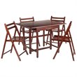 Pemberly Row 5-Piece Drop Leaf Transitional Solid Wood Dining Set in Walnut