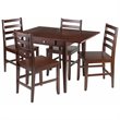Pemberly Row 5-Piece Drop Leaf Solid Wood Dining Set w/ Drawer in Antique Walnut
