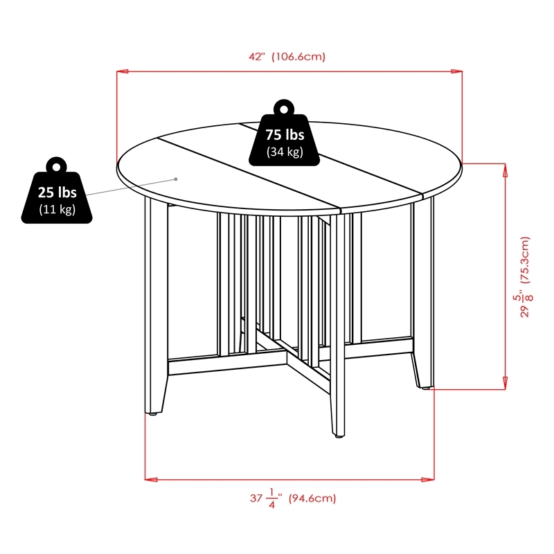 Pemberly Row 5-Piece Round Drop Leaf Solid Wood Dining Set in Antique Walnut