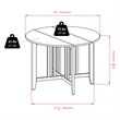 Pemberly Row 5-Piece Round Drop Leaf Solid Wood Dining Set in Antique Walnut