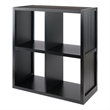 Pemberly Row 2x2 Modern Wood Storage Cabinet with Wainscoting Panel in Black