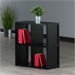 Pemberly Row 2x2 Modern Wood Storage Cabinet with Wainscoting Panel in Black