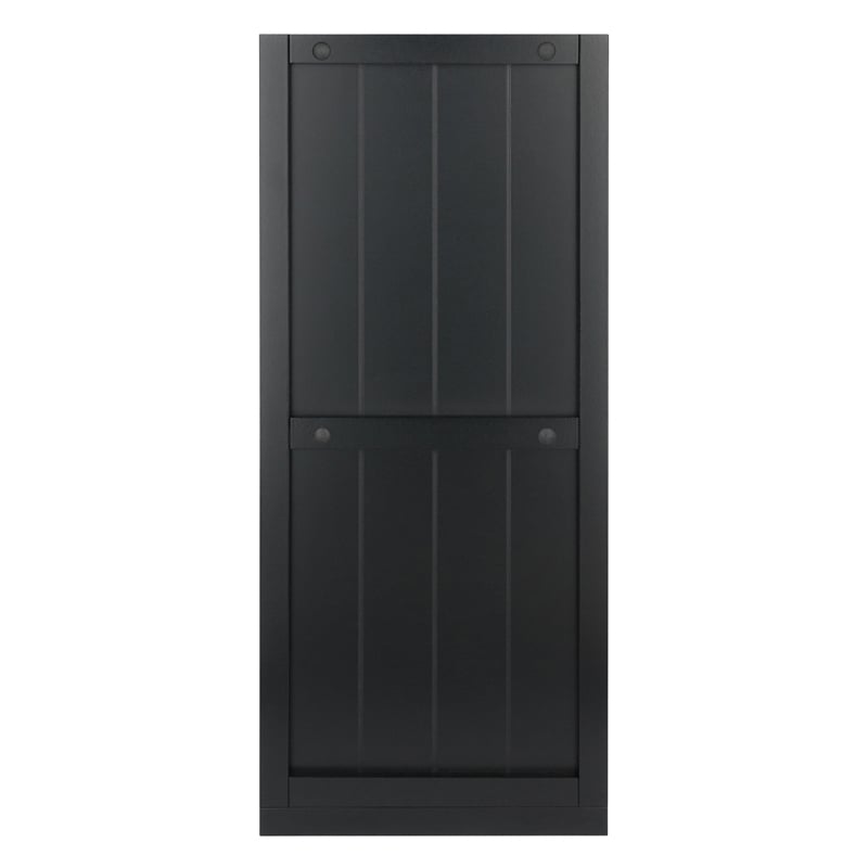 Pemberly Row 2x2 Modern Wood Storage Cabinet with Wainscoting Panel in Black