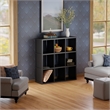 Pemberly Row 3x3 Modern Wood Storage Cabinets with Wainscoting Panel in Black