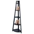 Pemberly Row 5-Tier A-Frame Modern Solid Wood Corner Book Shelf in Black
