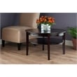 Pemberly Row Round Solid Wood Coffee Table with Pull out Tray in Dark Espresso