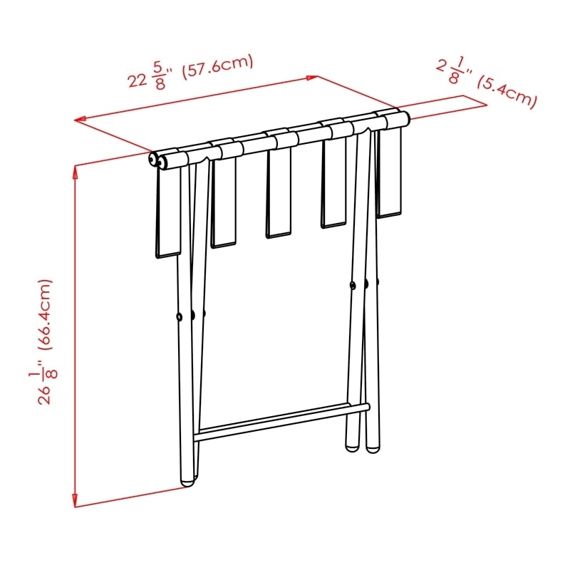 Pemberly Row Metal Luggage Rack with Folding Straight Leg in Antique Bronze