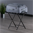 Pemberly Row Metal Luggage Rack with Folding Straight Leg in Antique Bronze