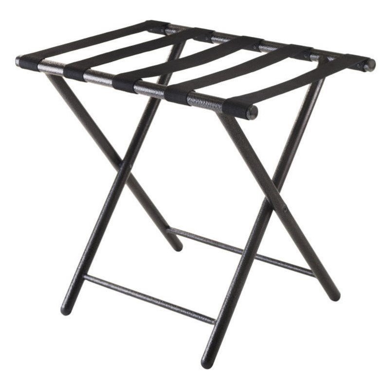 Pemberly Row Metal Luggage Rack with Folding Straight Leg in Antique Bronze