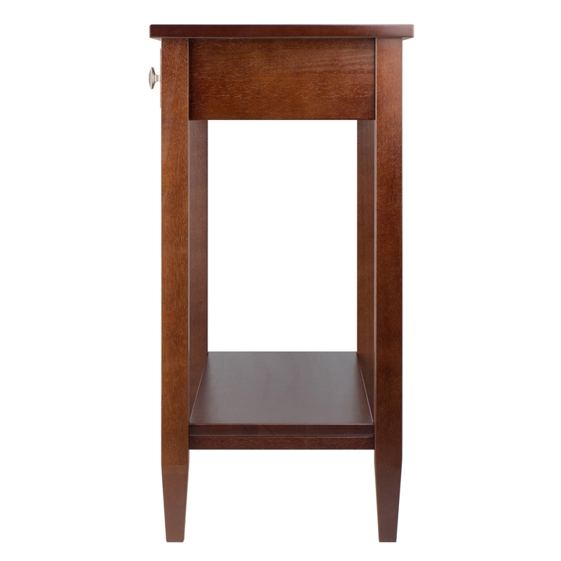 Pemberly Row Transitional Solid Wood Console Hall Table w/ Tapered Leg in Walnut