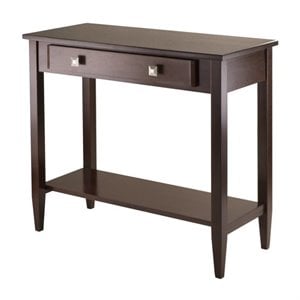 Pemberly Row Transitional Solid Wood Console Hall Table w/ Tapered Leg in Walnut