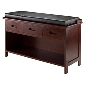 Pemberly Row 2-Piece 20.67&quot Transitional Solid Wood Storage Bench in Walnut