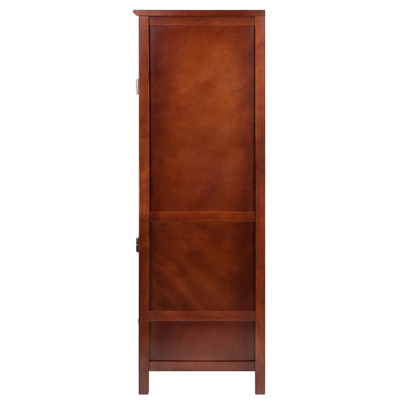 Pemberly Row Transitional Solid Wood Close Cupboard w/ Drawer in Antique Walnut