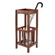 Pemberly Row Transitional Solid Wood Umbrella Stand with Tray in Walnut