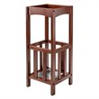 Pemberly Row Transitional Solid Wood Umbrella Stand with Tray in Walnut