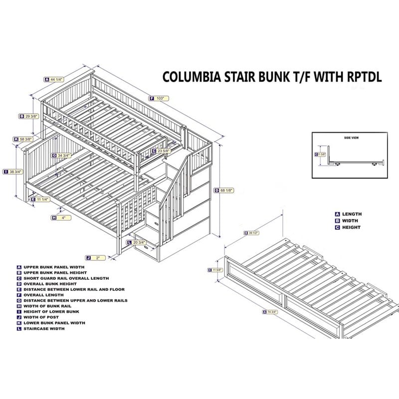 Pemberly Row Twin Over Full Staircase Trundle Bunk Bed