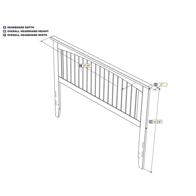 Pemberly Row Modern Wood Full Panel Headboard with USB Charging Station in White