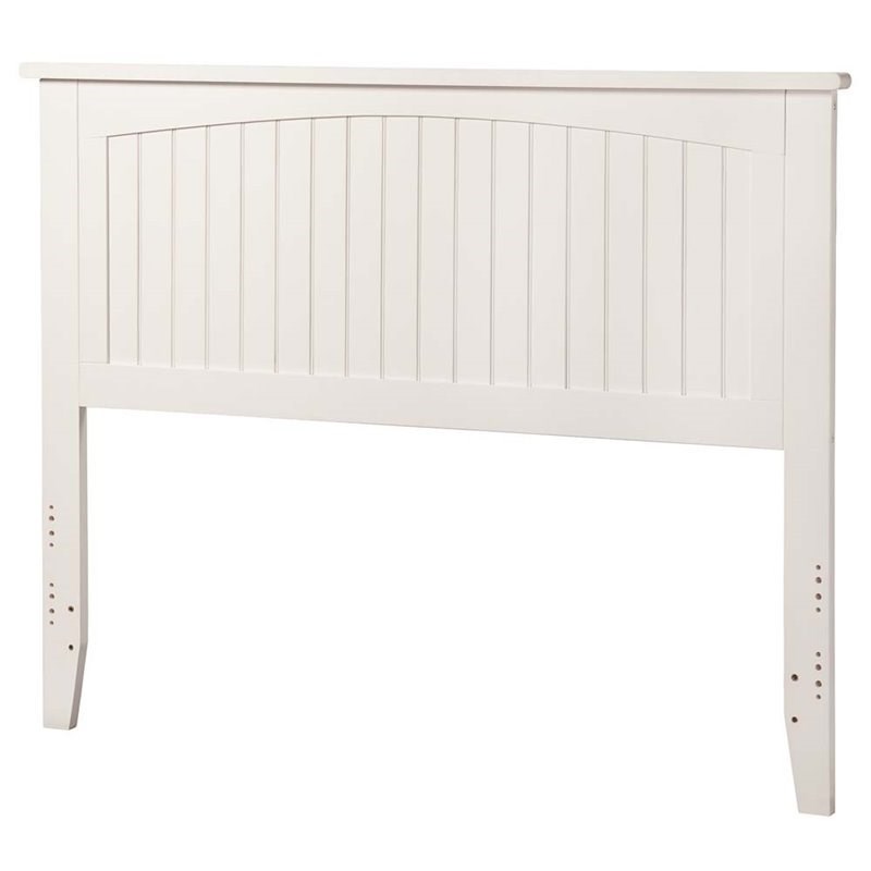 Pemberly Row Modern Wood Full Panel Headboard with USB Charging Station in White