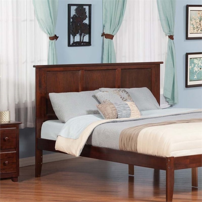 Pemberly Row Madison Queen Solid Wood Panel Headboard in Walnut