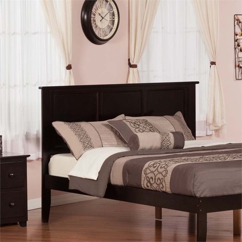 Pemberly Row Madison King Solid Wood Panel Headboard in Espresso