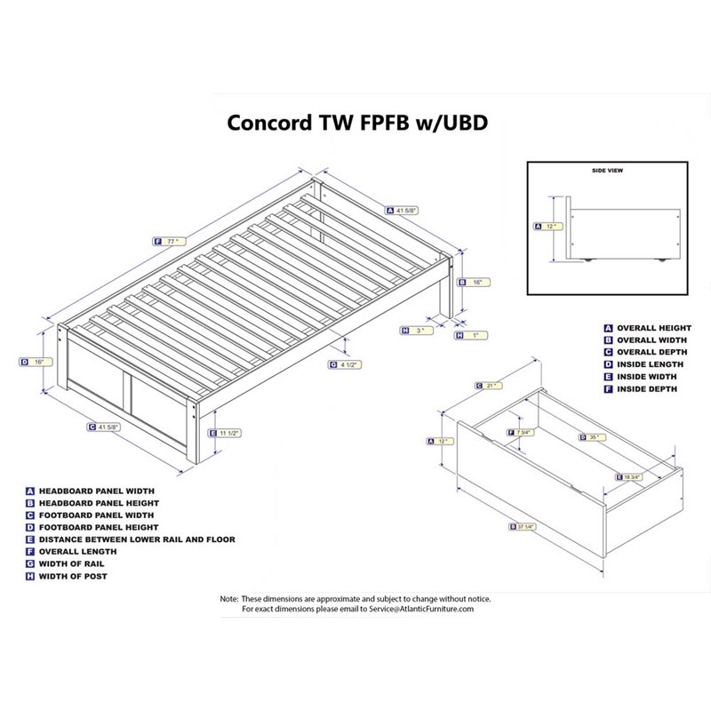 Pemberly Row Twin Storage Platform Bed in Walnut