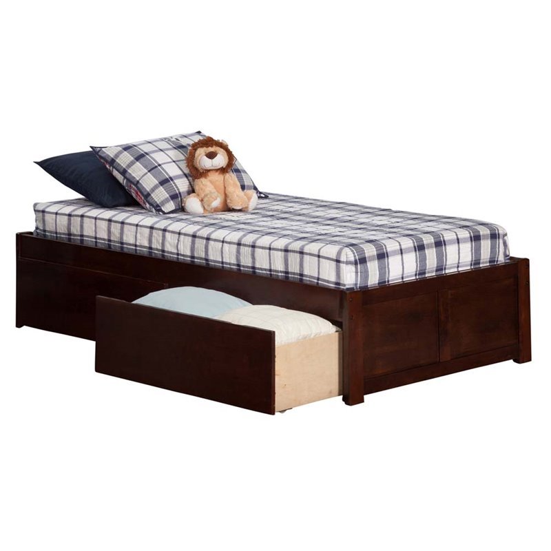Pemberly Row Twin Storage Platform Bed in Walnut