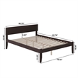 Pemberly Row Transitional Solid Wood King Platform Bed w/ Open Foot in Espresso