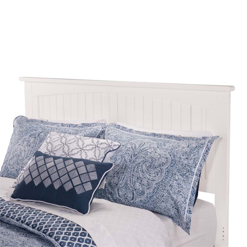 Pemberly Row Solid Wood Queen Platform Bed with USB Charging Station in White