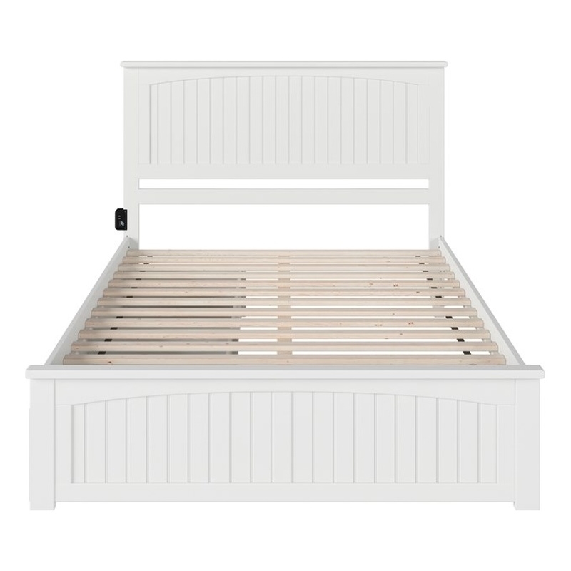 Pemberly Row 2-Drawer Farmhouse Solid Wood Queen Storage Platform Bed in White