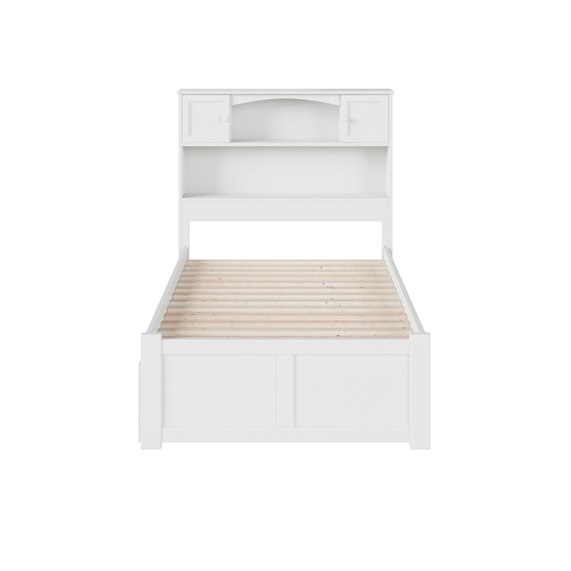 Pemberly Row Transitional Solid Wood Twin Storage Platform Bed in White