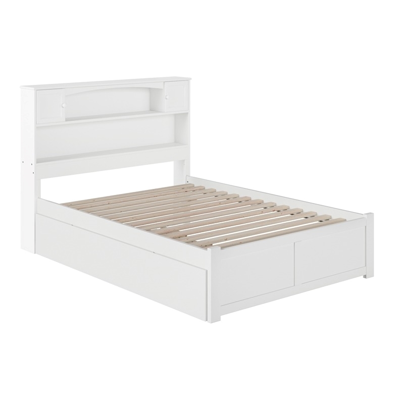 Pemberly Row Transitional Solid Wood Full Bed with Twin Trundle in White
