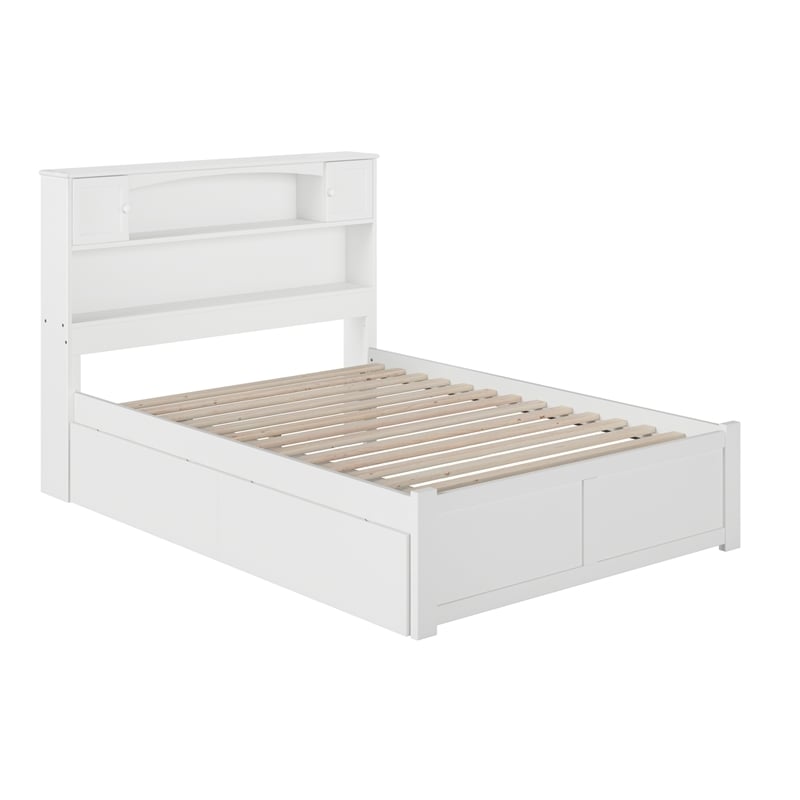 Pemberly Row Transitional Solid Wood Full Storage Platform Bed in White