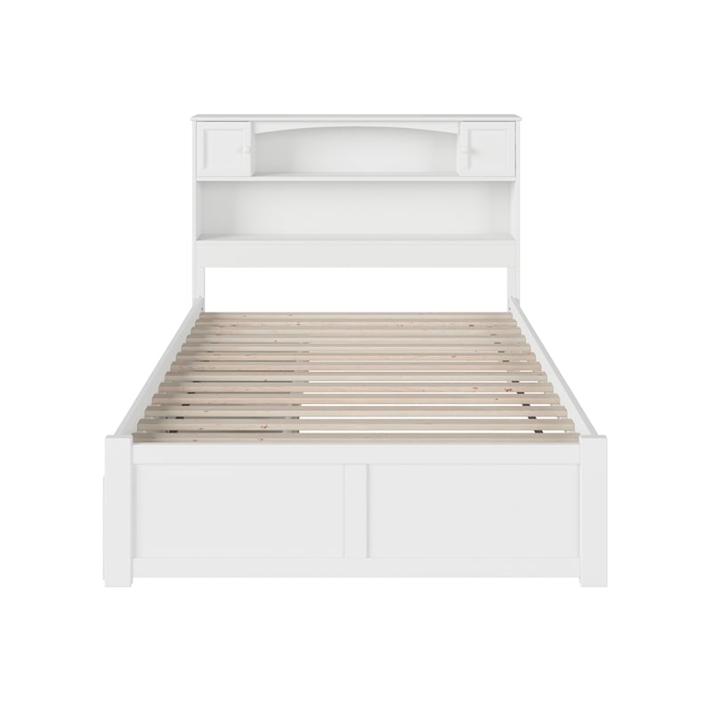 Pemberly Row Transitional Solid Wood Full Storage Platform Bed in White