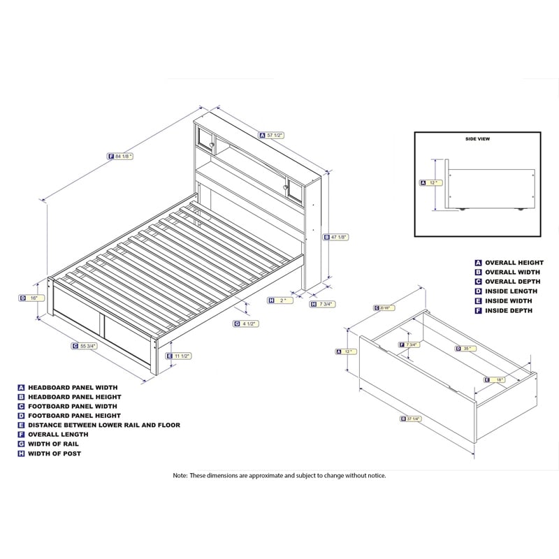 Pemberly Row Transitional Solid Wood Full Storage Platform Bed in White